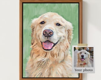 Custom Pet Portrait, Dog Portrait from Photo Commision, Personalized Dog Portrait, Modern Poster, Pet Memorial Gift, Unique Pet Canvas Print