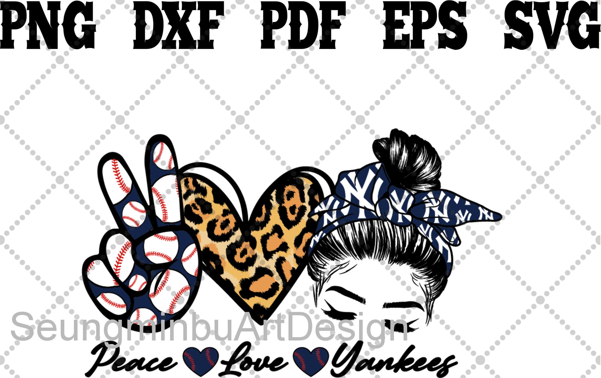 Download Peace Love Yankees Baseball Svg Messy Bun Yankees Fan Svg ...