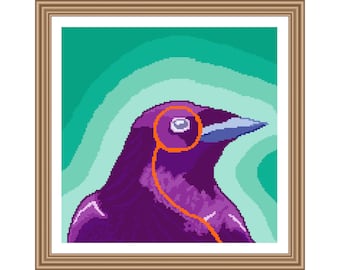 Cross Stitch Pattern, Digital Download, Beginner Cross Stitch Pattern, Crow Cross Stitch Pattern, Simple Cross Stitch Pattern, PDF Pattern