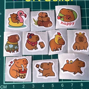 Autocollants Capybara - Lot de 10 autocollants