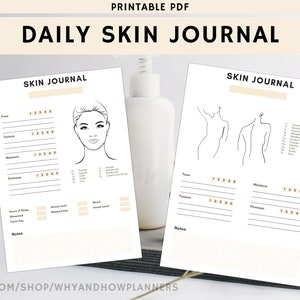 Daily Skin & Acne Journal PDF Printable | Skin Tracker for Face + Body