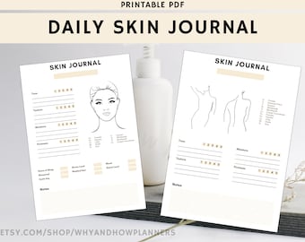 Daily Skin & Acne Journal PDF Printable | Skin Tracker for Face + Body