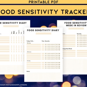 Dagbok för matkänslighet i PDF-format | Symptomspårning för matallergier och matintoleranser för IBS, Whole30 med modern design