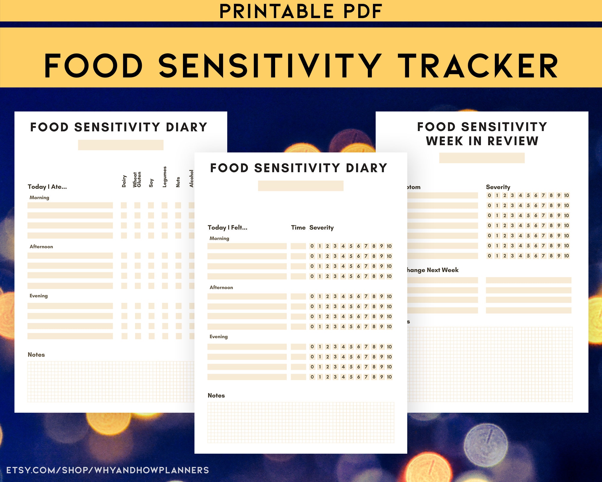 Food Sensitivity Diary PDF Printable | Food Allergy and Food