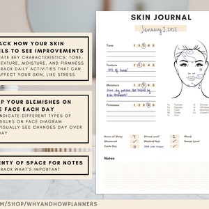 Daily Skin & Acne Journal PDF Printable | Skin Tracker for Face + Body image 2