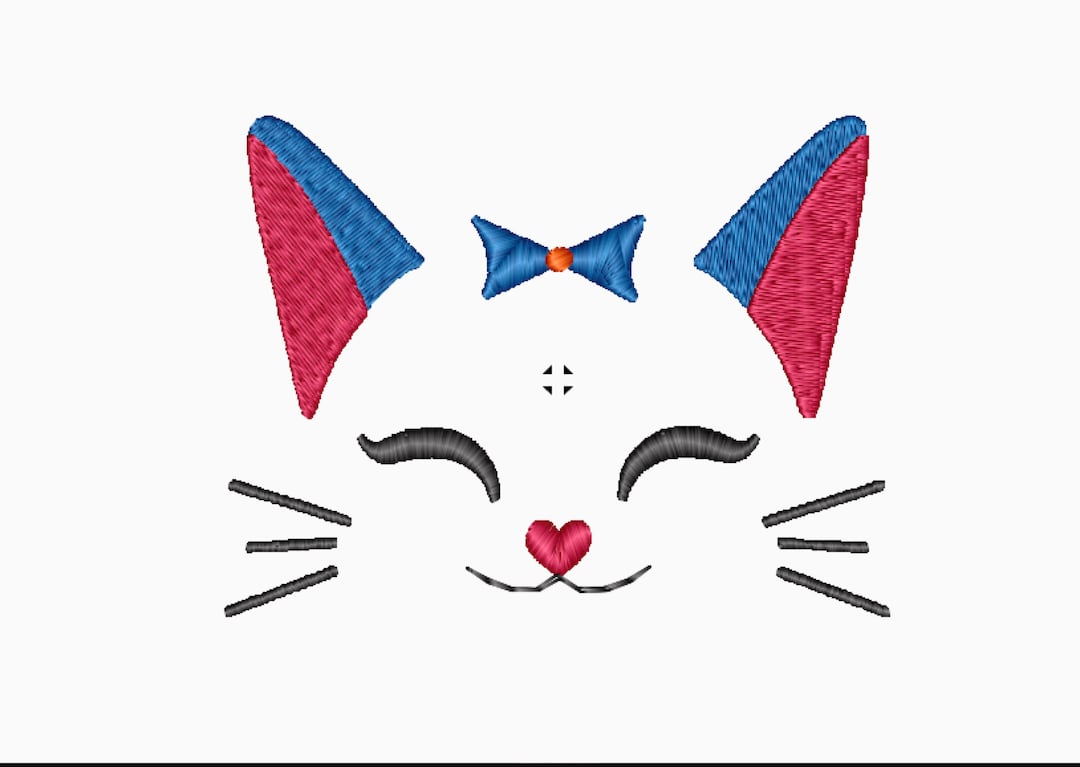 Cat Face Embroidery Design, Machine Embroidery File, Instant Download