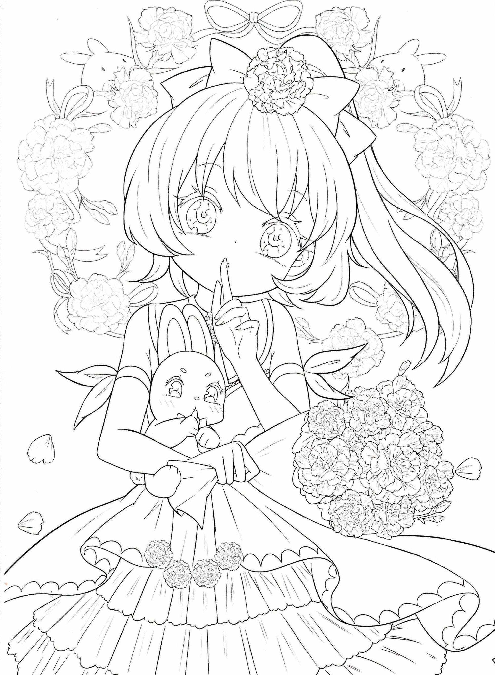 Chinese Coloring Book For Adults Flower and Mengnianglovely Anime girls  Coloring Pages Printable PDF Download -  Polska