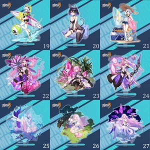 Honkai Impact 3rd Figure Standees Buy 2 Get 1 Free, Honkai Impact 3 Figure Stands, Honkai Impact 3rd Standees