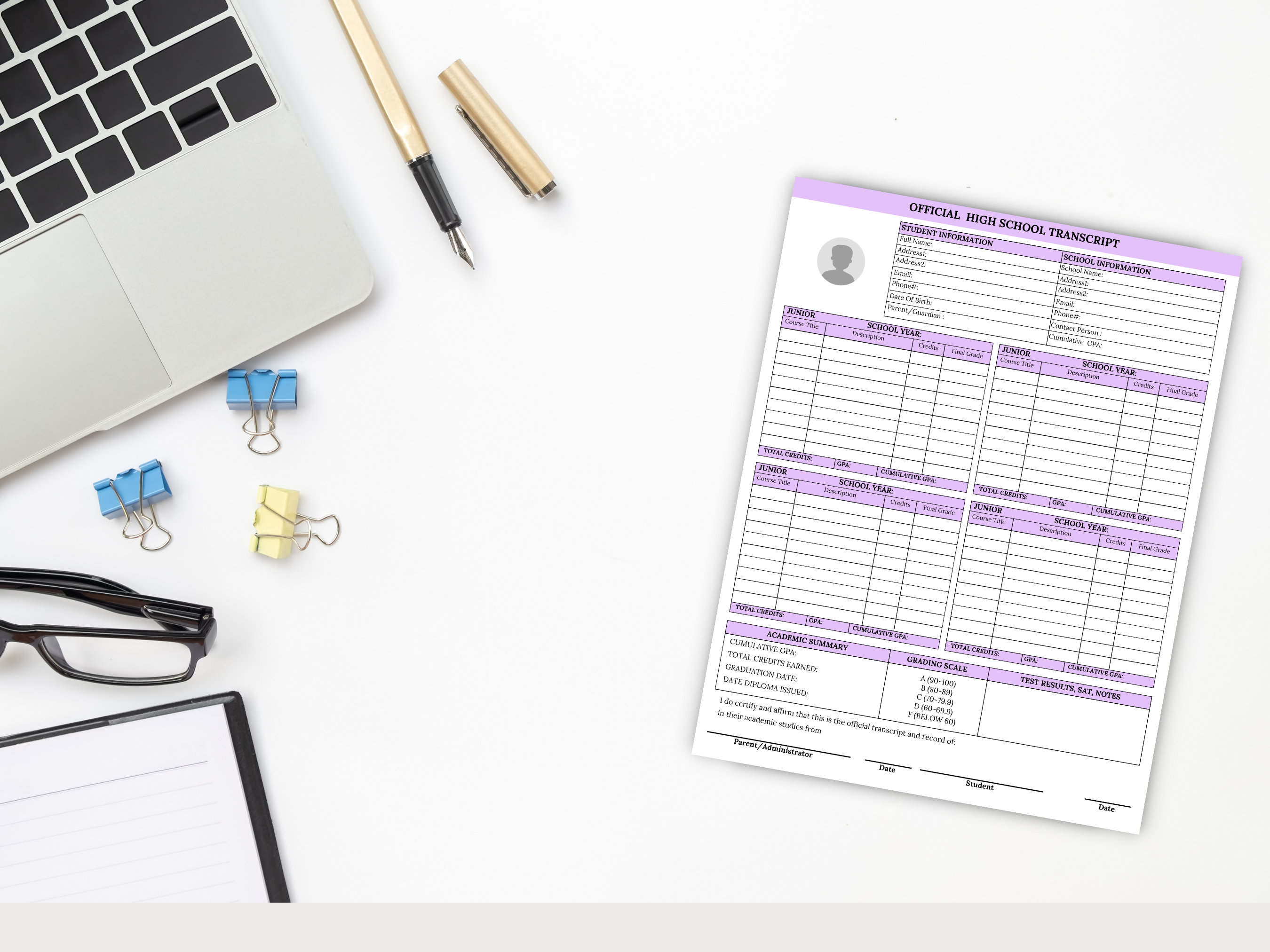 HICH SCHOOL TRANSCRIPT Template, Transcript Example,transcript Blank ...
