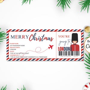 Carte d'embarquement pour Noël, voyage surprise à Londres, voyage surprise à LONDRES, carte d'embarquement personnalisable pour votre voyage