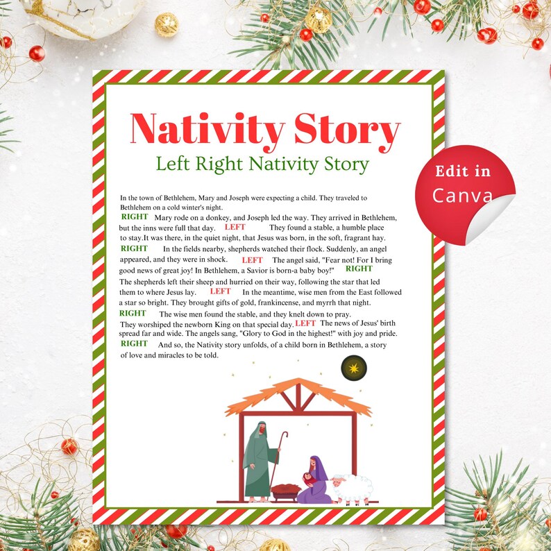 Editable LEFT RIGHT NATIVITY Game, Engaging Bible Story Activity, for Christmas Fun and Learning ...