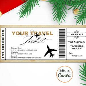 Bearbeitbares SURPRISE HOLIDAY Reveal Ticket, druckbares Reiseticket, BOARDING Pass, perfekt für aufregende Kurzurlaube, Instant Download