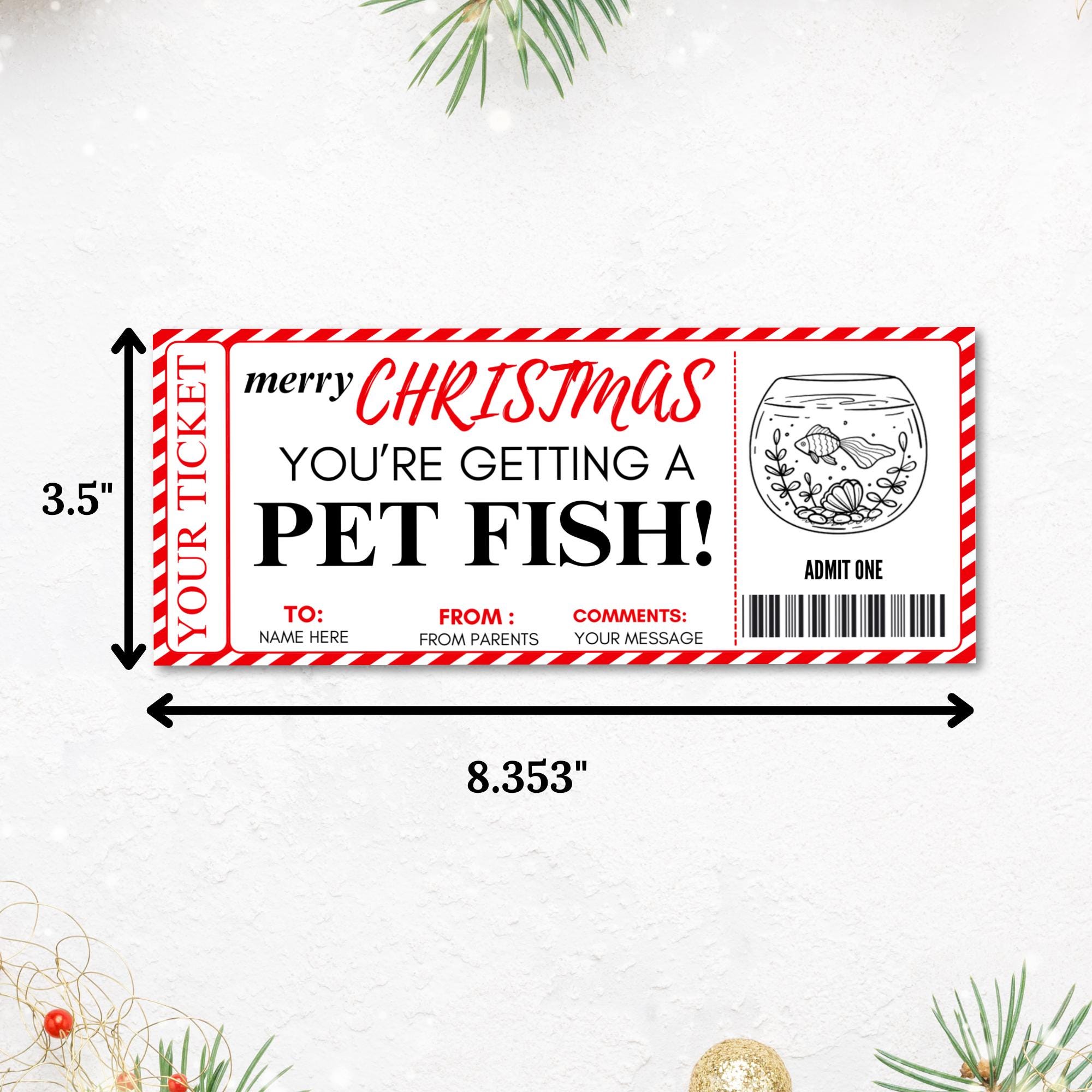 Editable Pet FISH GIFT CERTIFICATE, Voucher Template, Surprise Goldfish ...