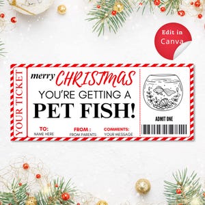 Chèque-cadeau modifiable de poisson rouge pour animaux de compagnie, modèle de bon, cadeaux poisson rouge surprise et coupon nouveau poisson, téléchargement immédiat, coupon nouveau poisson