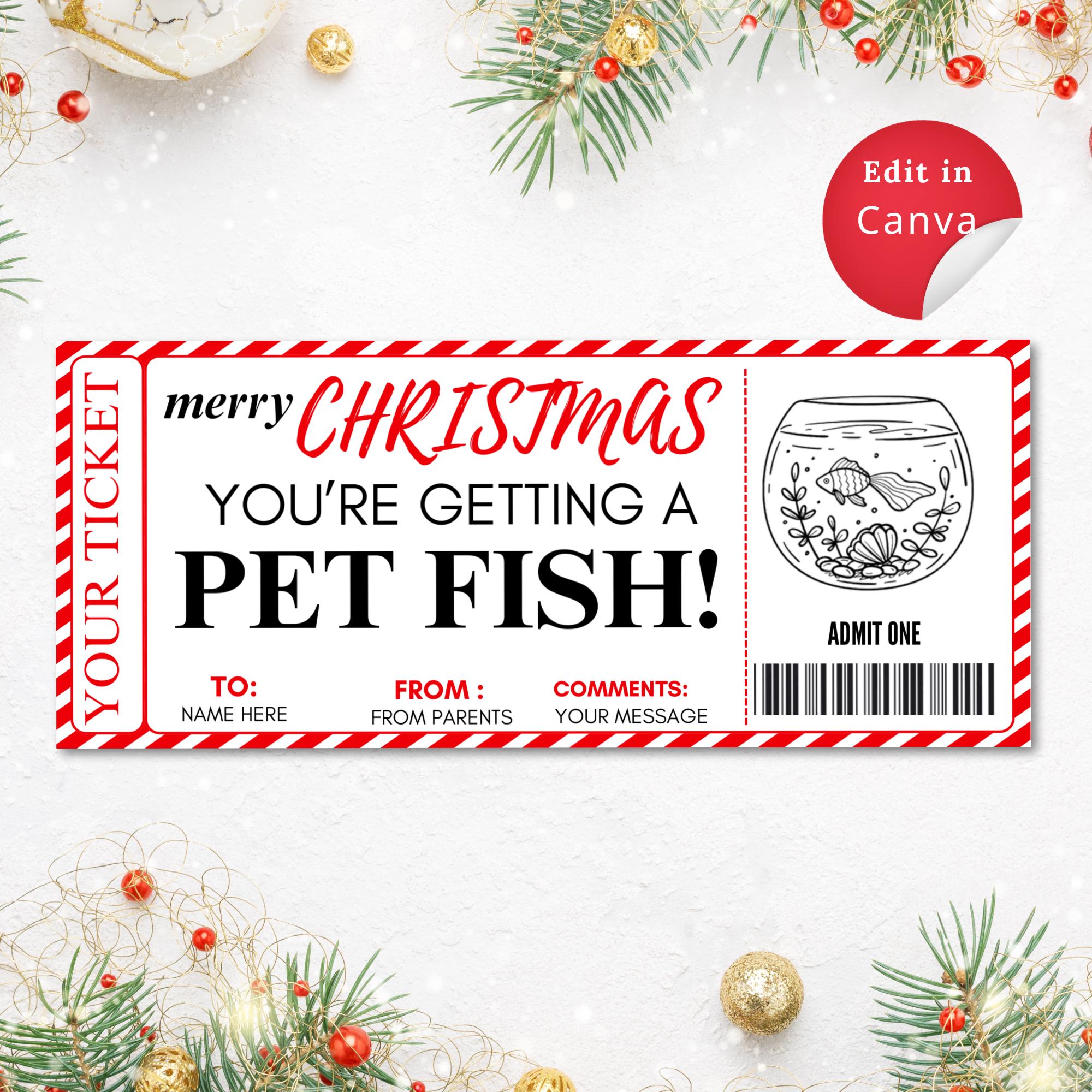 Editable Pet FISH GIFT CERTIFICATE, Voucher Template, Surprise Goldfish ...