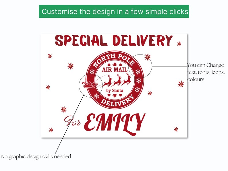 Editable CHRISTMAS STICKERS, Santa DELIVERY Labels, Special Santa