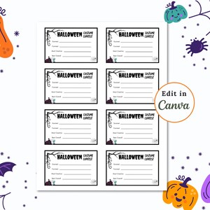 Bulletin de vote modifiable pour le concours de costumes d'halloween, bulletin de vote pour le concours de costumes, vote pour le concours de costumes d'halloween, cartes de vote pour le concours de costumes d'halloween