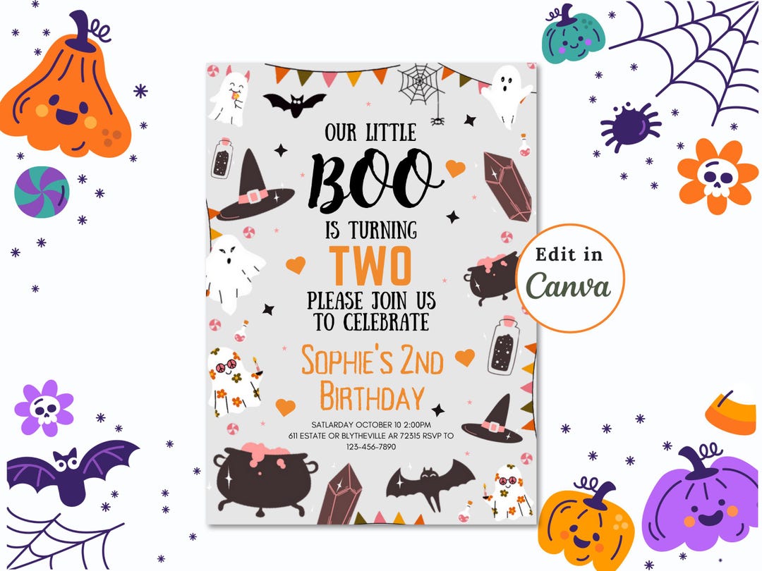 EDITABLE OUR LITTLE Boo Birthday Party Invitation Halloween 2nd ...