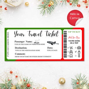 Boleto de viaje editable para revelar SORPRESA, boleto de viaje imprimible, tarjeta de EMBARQUE, descarga instantánea, perfecto para escapadas emocionantes