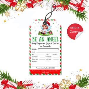 Etichetta regalo di NATALE modificabile, albero di BENEFICENZA, raccolta di giocattoli SENZA SCOPO DI LUCRO per eventi della comunità, download immediato, raccolte fondi e scuole