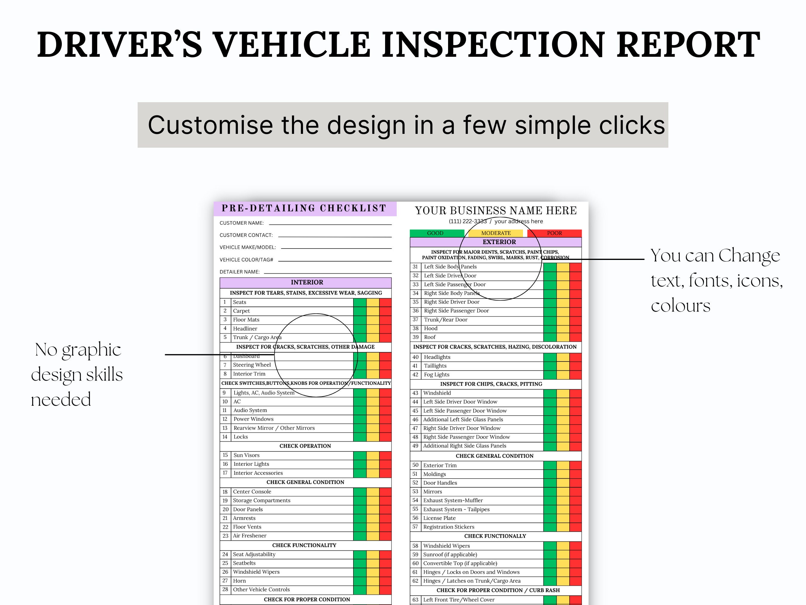 PRE_DETAILING VEHICLE Inspection,vehicle Inspection Form,multi-point ...