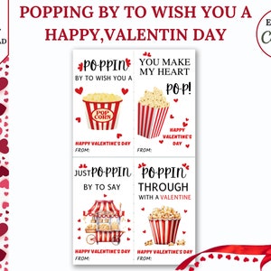 印刷可能なPOPPING BY To Wish You A Happy、ポッピング、ハビー新年ギフトタグ、ポップコーンギフト、先生へのギフト、Wish You A Happy