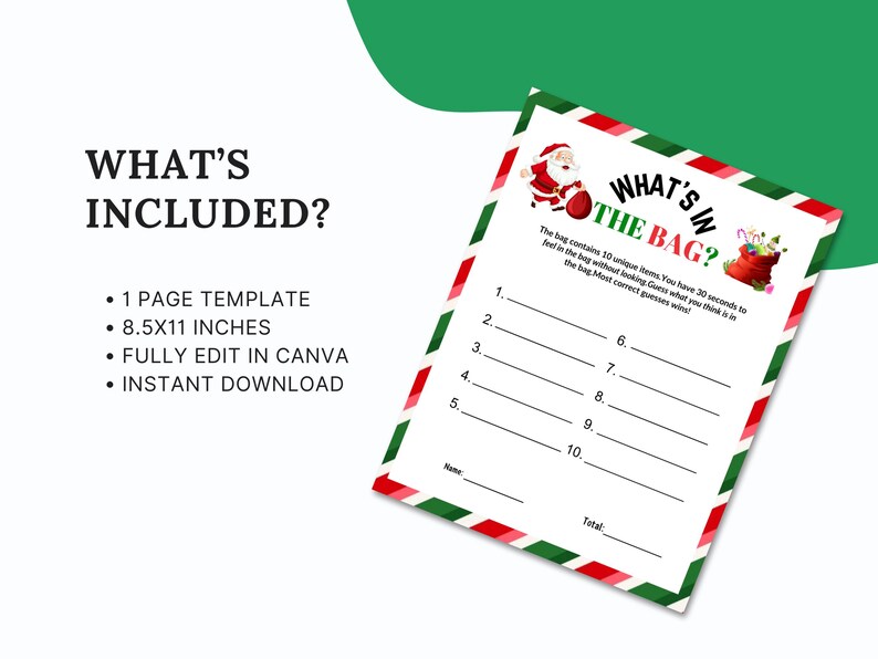 Editable WHAT'S in the BAG, CHRISTMAS Game, Fun Adult Party Activity