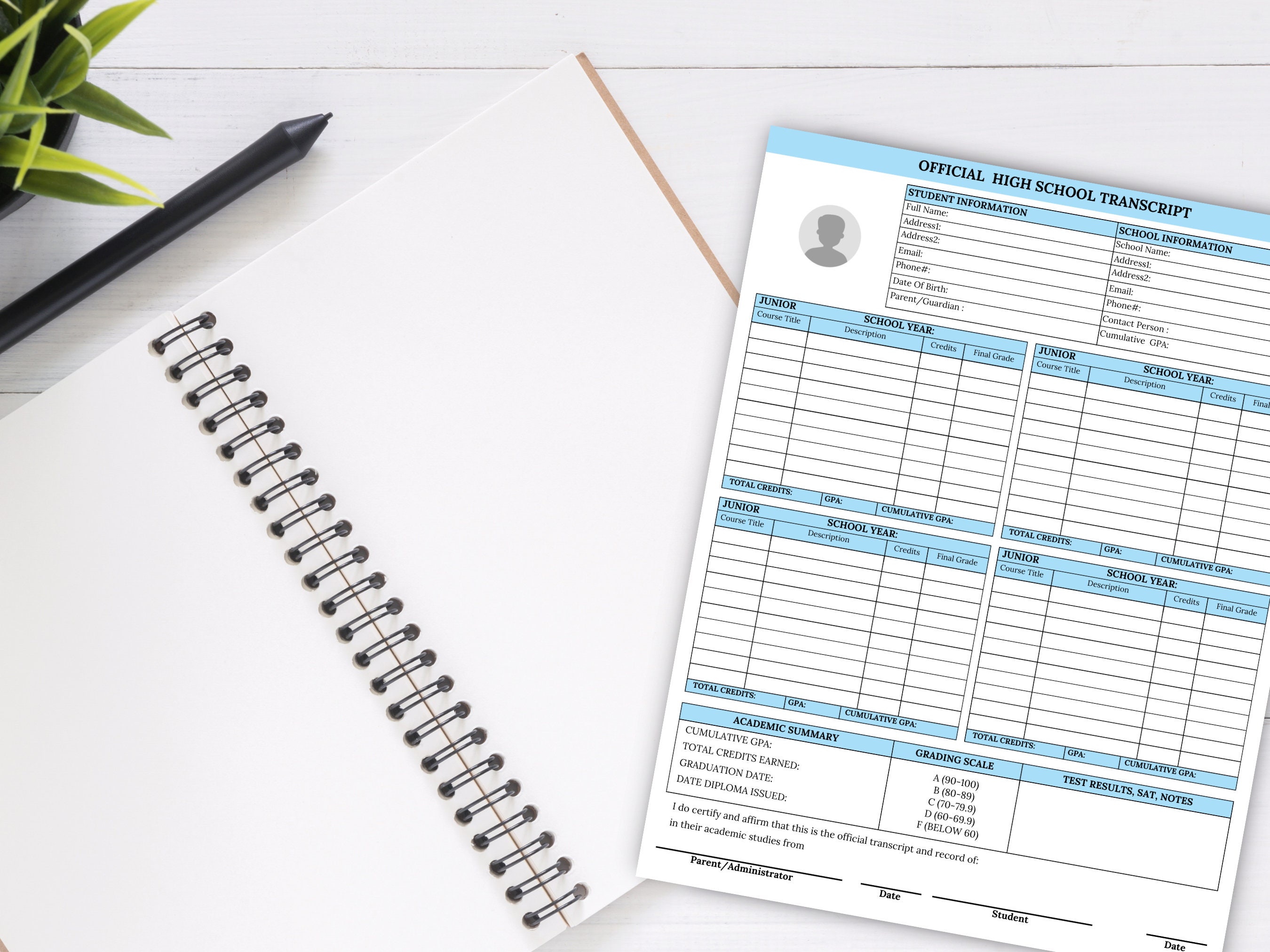 HICH SCHOOL TRANSCRIPT Template, Transcript Example,transcript Blank ...