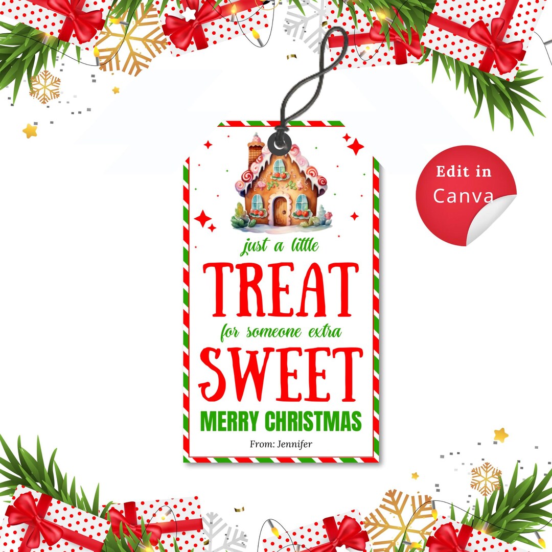 EDITABLE TREAT for Someone Extra SWEET Christmas Tag, Cookie Tag ...
