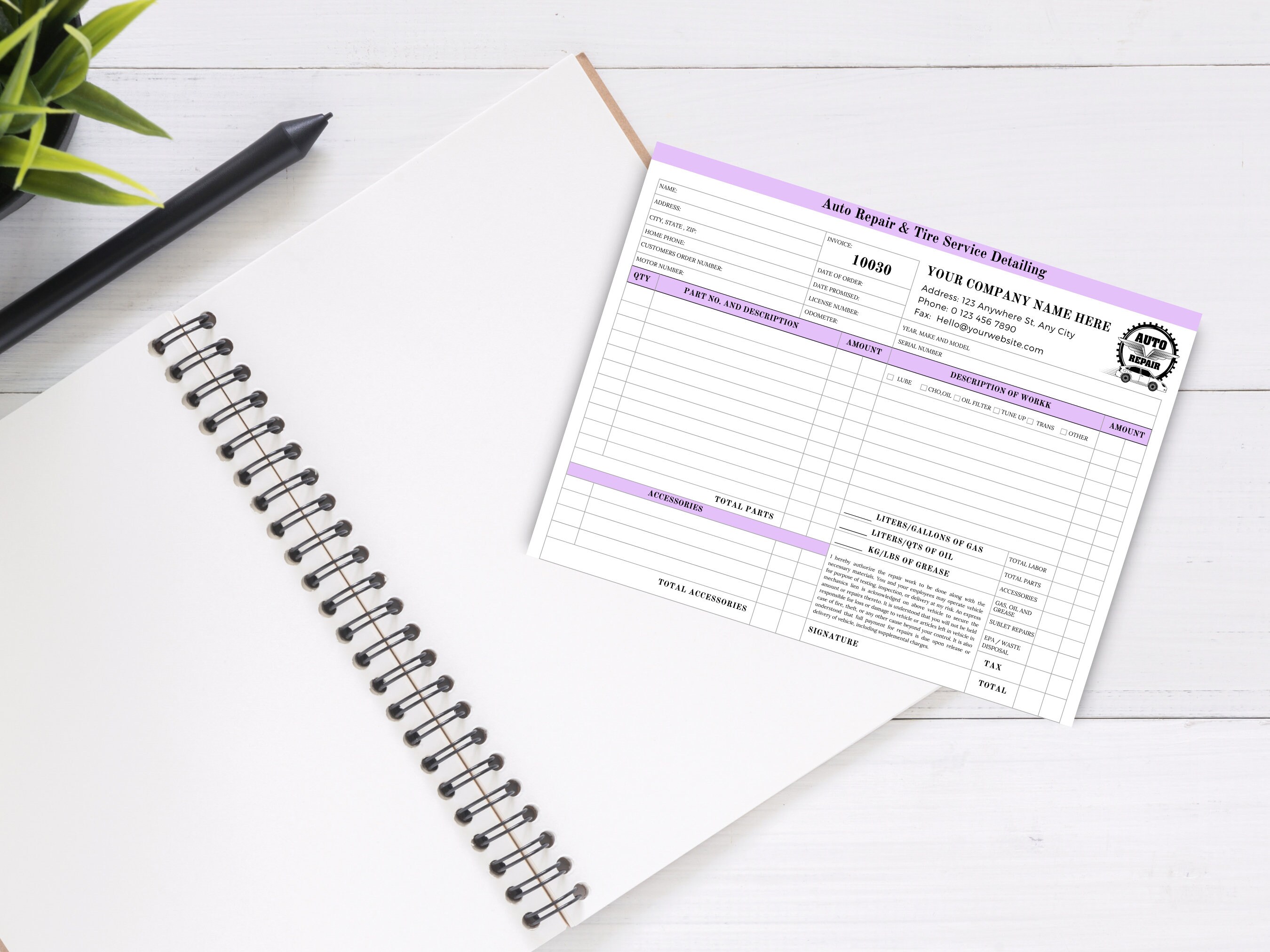 Tire Rotation Invoice AUTO REPAIR INVOICE Template, Car Repair Invoice, Tire Repair Invoice ...