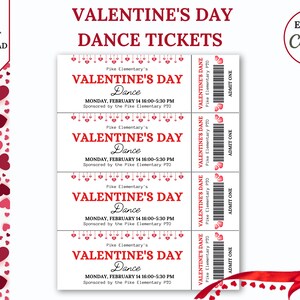 EDITIERBARE VALENTINE'S DANCE Tickets, Valentinstag, Tanzkarte, Valentines Tickets, Valentines Dance, Schultanz, Ticket Valentine