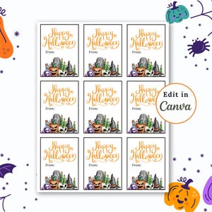 Etiquettes CADEAUX HALLOWEEN modifiables pour cadeaux d'enfants, impression sur papier kraft, étiquettes cadeaux Halloween, amis cadeaux effrayants, fête d'enfants, téléchargement immédiat