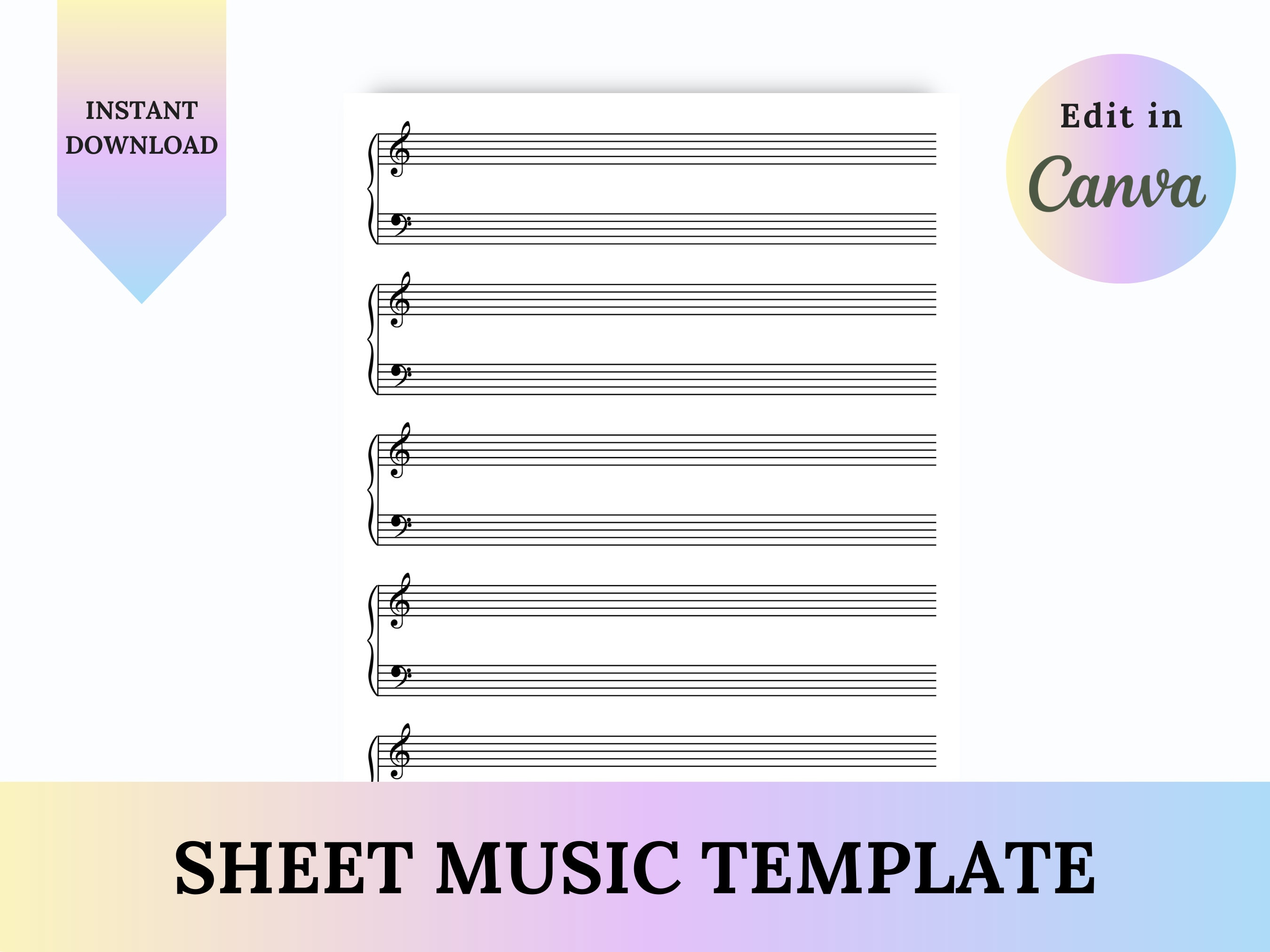 SHEET MUSIC TEMPLATE Blank Music Blank Piano Music Music Template SHEET MUSIC TEMPLATE Blank Music Blank Piano Music Music Template