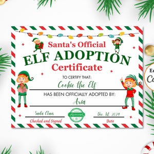 CERTIFICADO DE ADOÇÃO DE ELFO MENINO EDITÁVEL, Carta de elfo, Bem-vindo de volta, seu elfo, Celebre a magia com uma nota especial de adoção, Download instantâneo