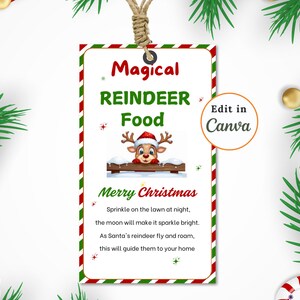 Etichette per alimenti RENNA modificabili, stampabili MAGICI, dolcetti di renna di NATALE, esperienza magica delle feste, download immediato