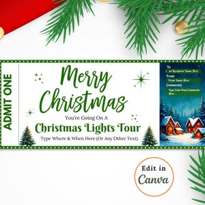 Bearbeitbare Weihnachts LIGHTS Tour Ticket Vorlage, erleben Sie die Magie einer LIGHT UP Tour in dieser Weihnachtszeit, perfekt für Nachbarschaften