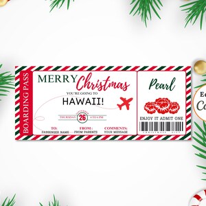 Modèle modifiable de carte d'embarquement pour HAWAII, personnalisez votre carte d'embarquement pour une escapade parfaite à Hawaï, modèle Canva, téléchargement immédiat