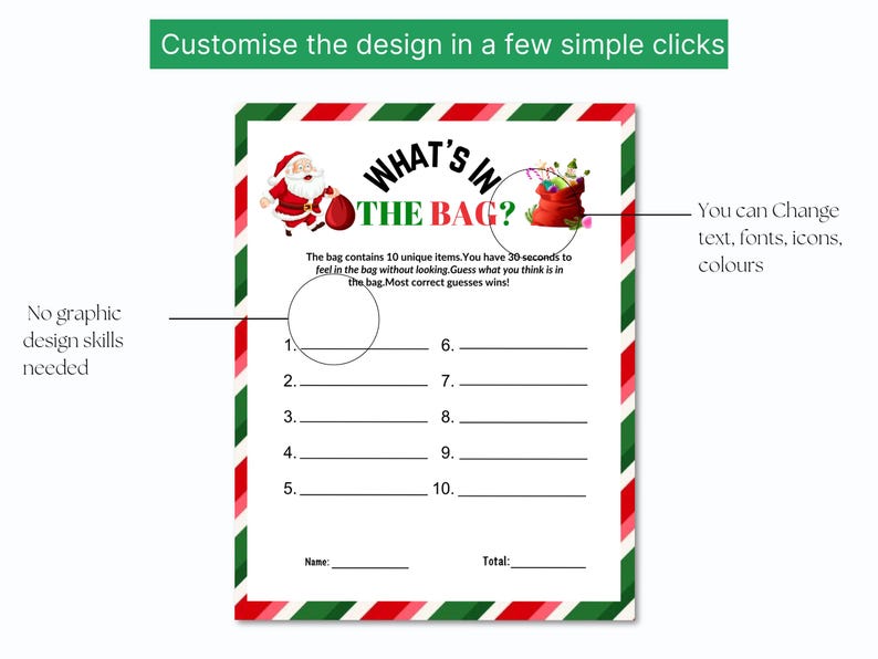 Editable WHAT'S in the BAG, CHRISTMAS Game, Fun Adult Party Activity