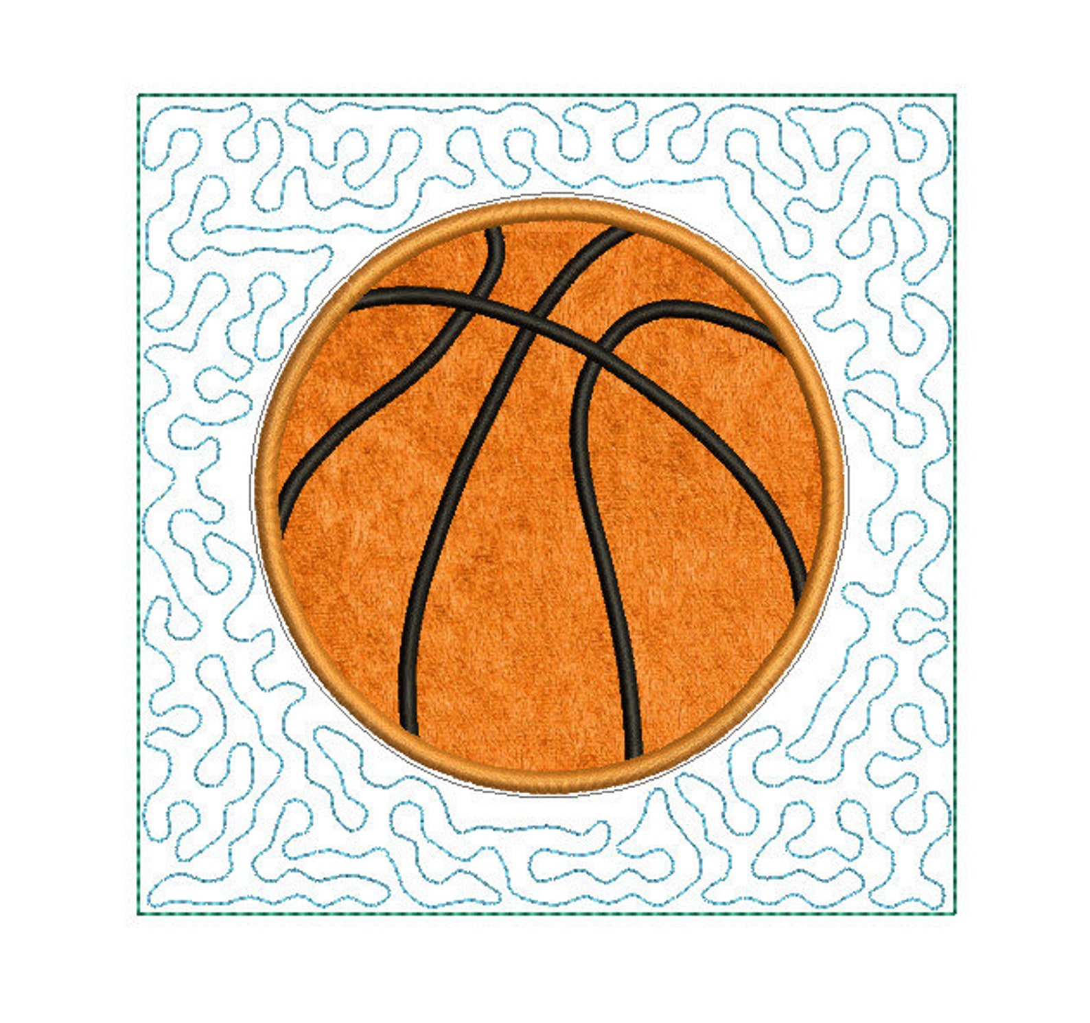 Basketball stipple applique Quilt Block In The Hoop Etsy