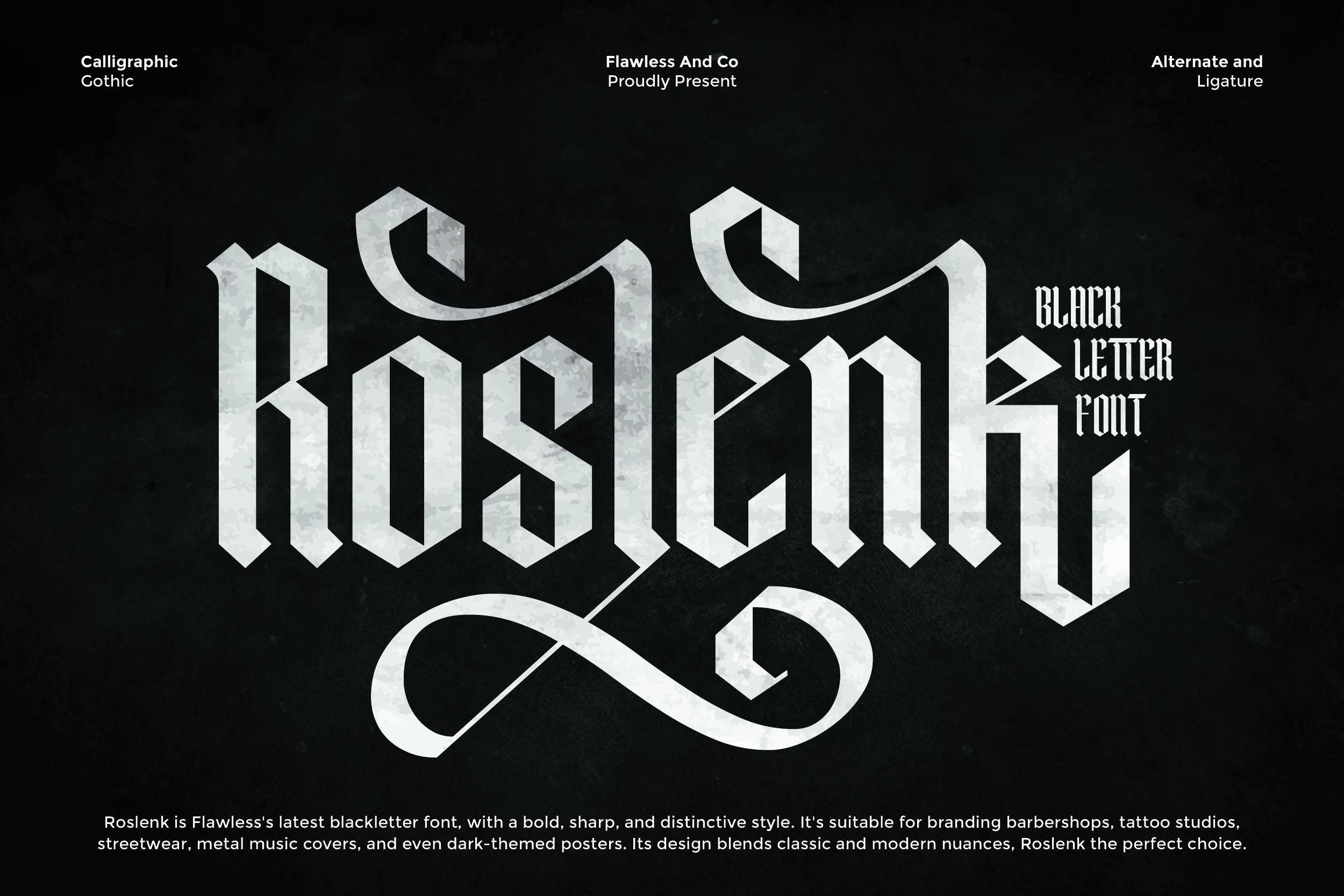 The Rog Font Roslenk - Blackletter Typeface Font, Logo Font, Branding Font, Modern ...