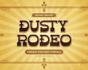 Dusty Rodeo - Vintage Western Font, Retro Font, Vintage Font, Cowboy Font, Modern Font, canva font, branding font, procreate font,