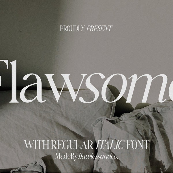 Flawsome - Regular italic serif font, font duo, Modern Font, canva font, procreate font, cricut font, logo font, branding font, elegant font