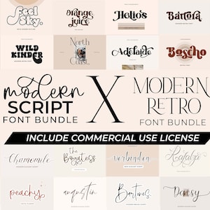 Modernes Script und Retro Bundle mit KOMMERZIELLER NUTZUNGSLIZENZ - Serifen Fonts, Procreate Fonts, Canva Fonts, Logo Fonts, Branding Fonts, Script