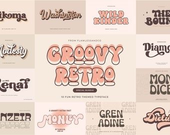 Groovy Retro Special Bundle - Groovy Font, Retro Font, Hipster Font, Modern Font, Logo Font, Canva Font, Procreate Font, Cricut Font,