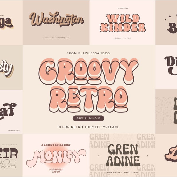 Groovy Retro Special Bundle - Groovy Font, Retro Font, Hipster Font, Modern Font, Logo Font, Canva Font, Procreate Font, Cricut Font,