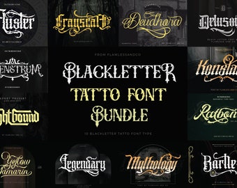 Blackletter Font Bundle - Blackletter Tatto Font, Blackletter Victorian Font, Metal font, Procreate font, Canva font, Branding font