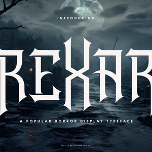 Rexar - ホラーフォント、装飾フォント、ディスプレイフォント、ゴシックフォント、映画フォント、Procreateフォント、Cricutフォント、ブランディングフォント、ロゴフォント
