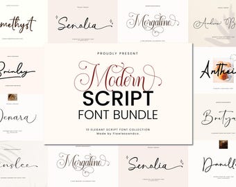 Modern Script Font Bundle -  Elegant Font, Cricut Fonts, Procreate Fonts, Canva Fonts, Branding Fonts, Handwritten Fonts, Farmhouse Fonts