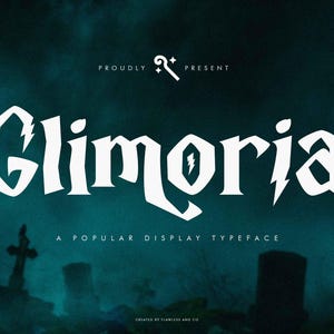 Glimoria - ホラーフォント、ハロウィンフォント、ディスプレイフォント、装飾フォント、映画フォント、Procreateフォント、Cricutフォント、ミステリーフォント、モダンフォント