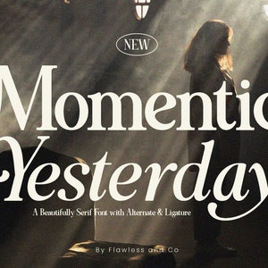 Momentic Yesterday with italic - Font Duo, Modern Font, boho font, 90&#39;s font, canva font, procreate font, cricut, logo font, elegant font
